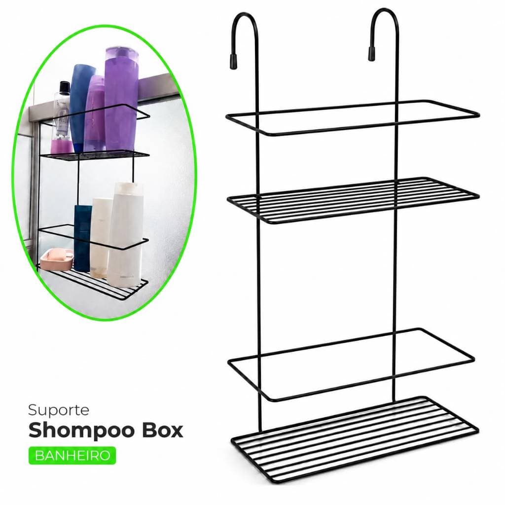 Organizador de Shampoo para Box Banheiro Preto / Cromado
