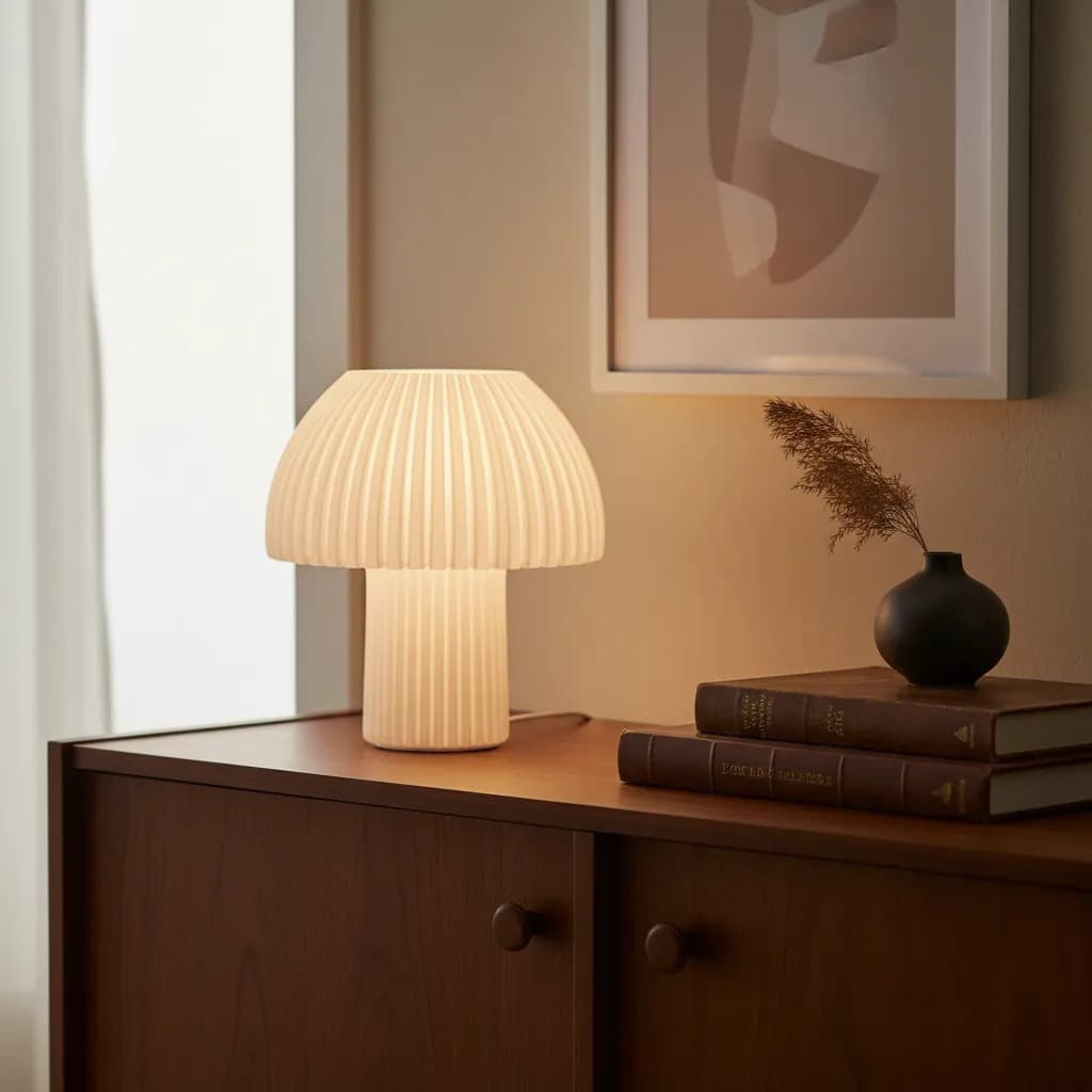 Abajur Cogumelo LED Luminária de Mesa Mushroom Decorativa Quarto Cabeceira Retrô Presente