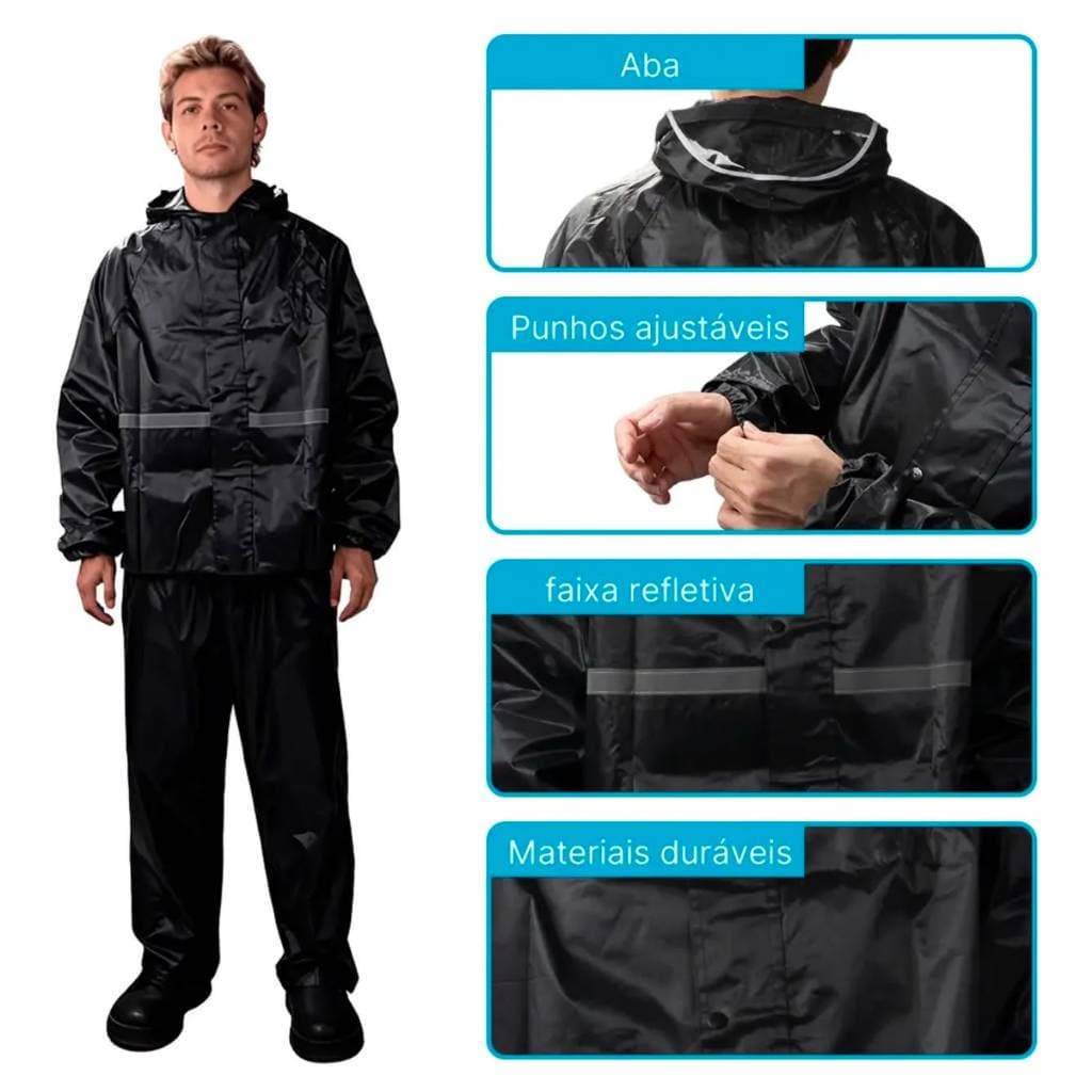 Capa de Chuva Moto Impermeável Completa Jaqueta e Calça