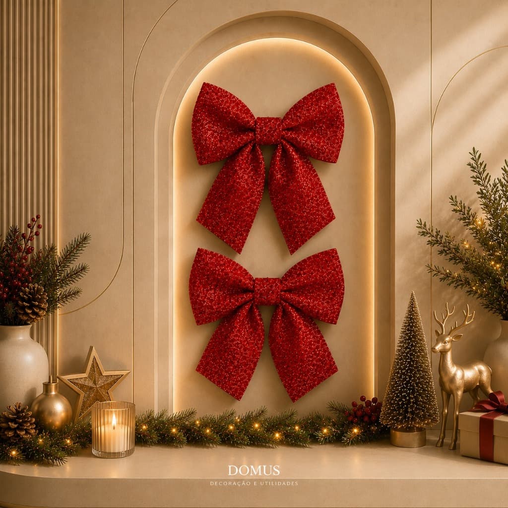 Laço De Enfeite Grande De Árvore De Natal Para Decoração De Festa Natalina 22.8cm /35.50cm