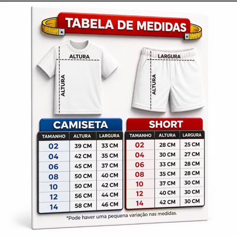 Conjunto Infantil Modelos 2026 Camisa+Short
