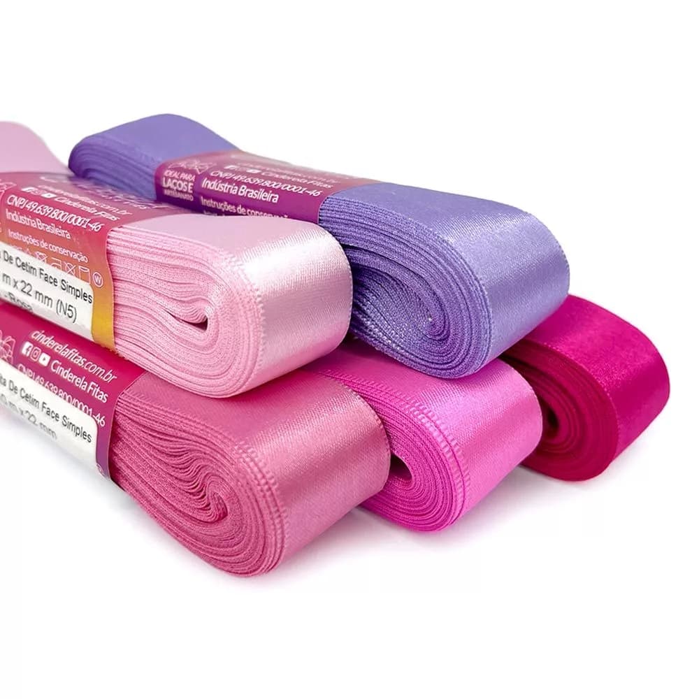 Fita de Cetim Lisa Nº 5 22mm x 10m para Laços Artesanato Decoração Embalagens 10 METROS