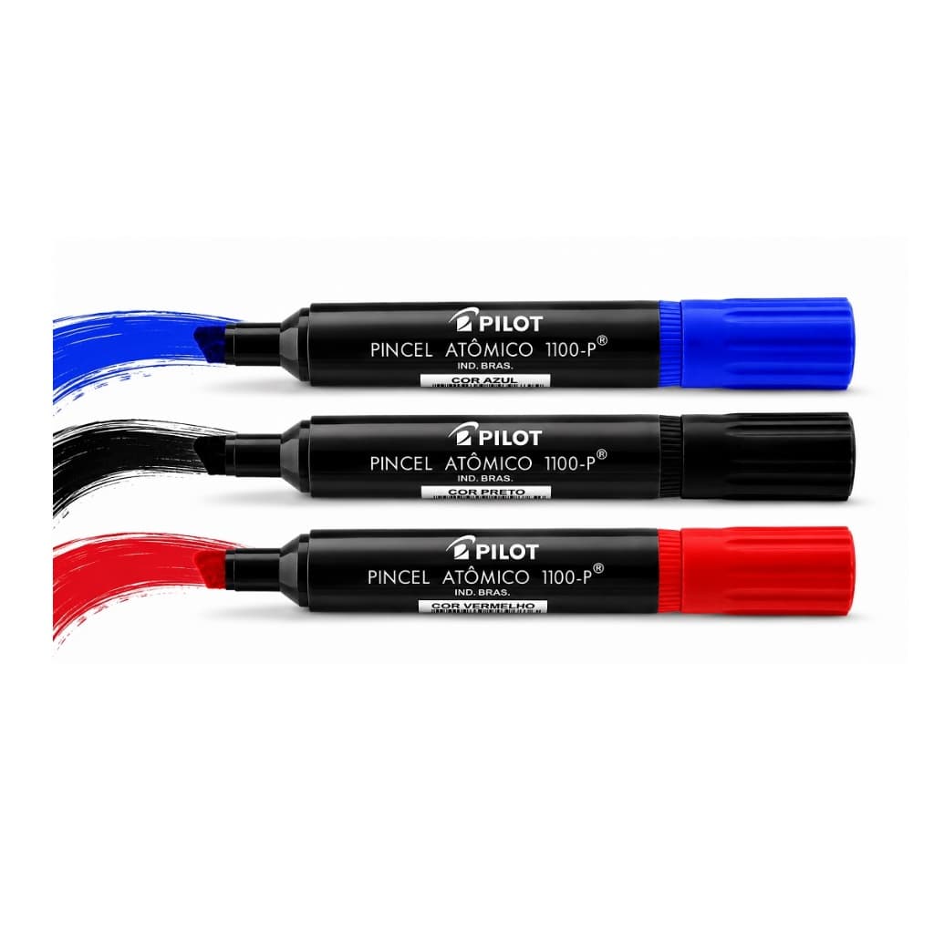KIT MARCADOR PINCEL ATÔMICO 1100-P AZUL/PRETO/VERMELHO PILOT