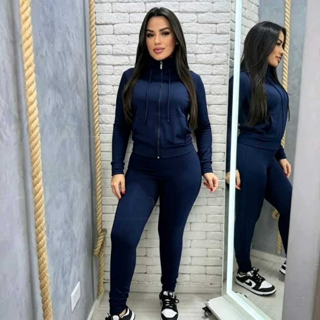 Conjunto Feminino NK em Poliamida Forrada com Jaqueta e Calça | Conforto Premium