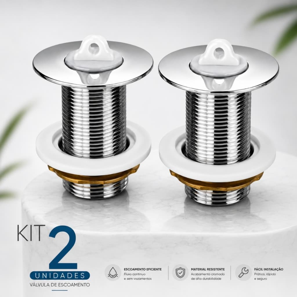 Válvula para Lavatório Banheiro Lavabo Metal Universal Cromada Anti Vazamento Alta Qualidade