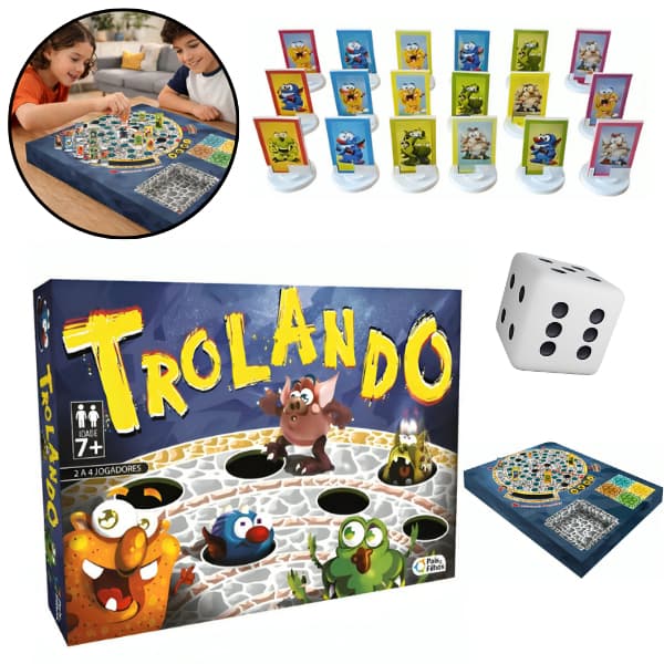 Jogo de Tabuleiro Trolando Giratório Pais e Filhos 6+ Anos