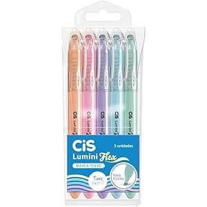 CIS Lumini Flex  Marca Texto - Estojo com 5 cores