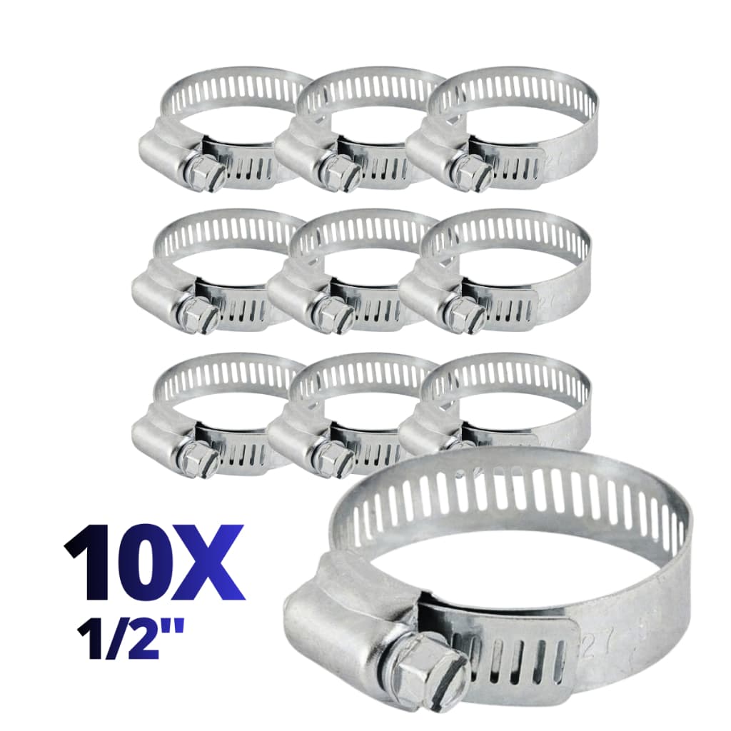 Kit 10 Abraçadeira Sem Fim Presilha De Metal Para Mangueira Vedação 1/2" 8-12mm