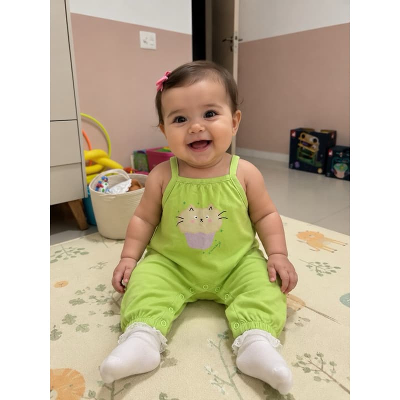 Macacão Alphabeto Verde 6–9 meses