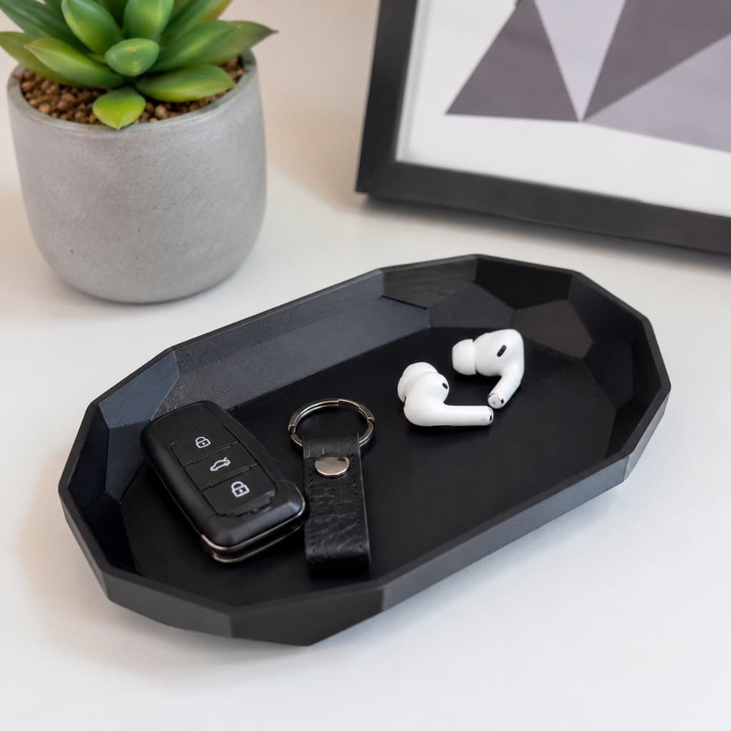 Bandeja Decorativa Oval Geométrica Organizador de Mesa Porta Chaves Jóias Perfume Minimalista