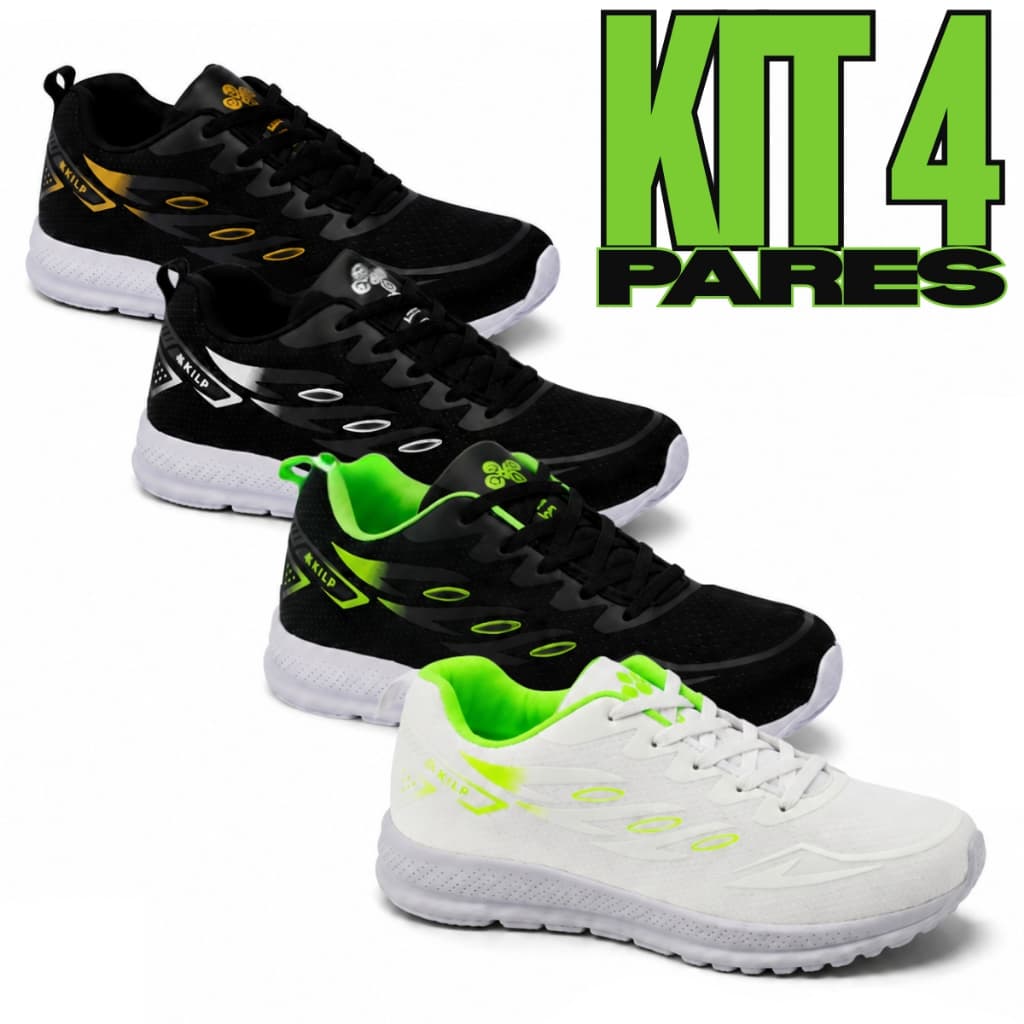 Kit 4 Pares Tênis Esportivo Masculino Casual Confortável Academia Corrida Leve E Macio