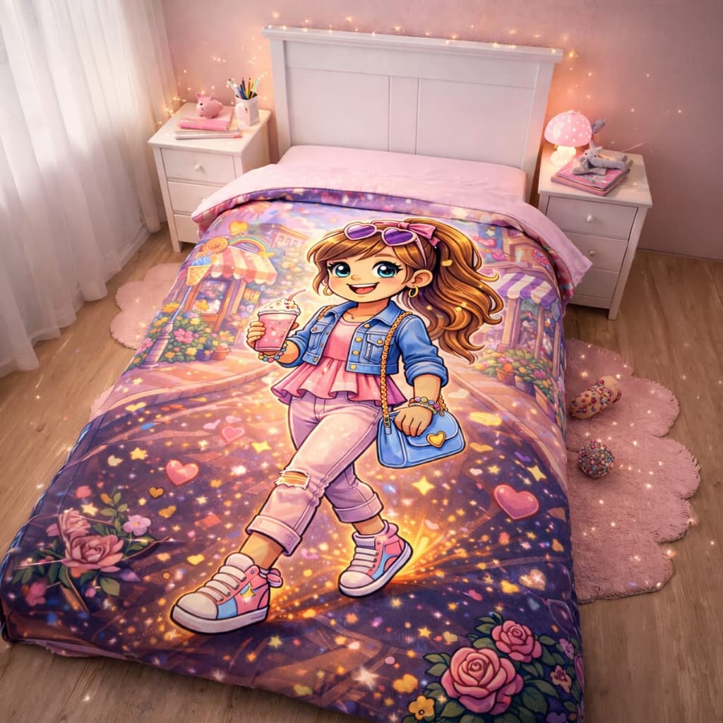 Manta Cobertor Juvenil 2,18m x 1,60m Estampada Macia Meninas Extra Macia Quentinho