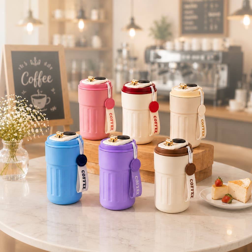 Copo Térmico para Café 450ml Inox com Display Digital, Tampa com Trava, Garrafa Térmica Quente e Frio