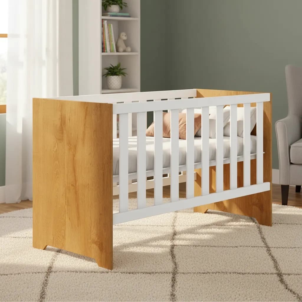 Berço Multifuncional 3 em 1 Liza com Colchão Incluso Mini Cama Sofá Infantil MDF
