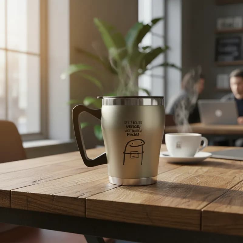 Caneca Térmica de Inox Com Tampa e Alça 360ml
