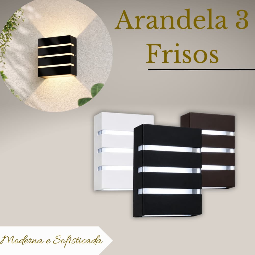 Arandela Luminária Slim Kit 4 Und Externa Interna Parede 3 Frisos Muro Sobrepor Fachada Spot 110/220