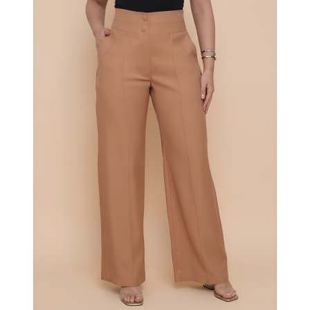 Calça Pantalona Feminina Alfaiataria Premium Com Bolso Cintura Alta Modeladora Elegante