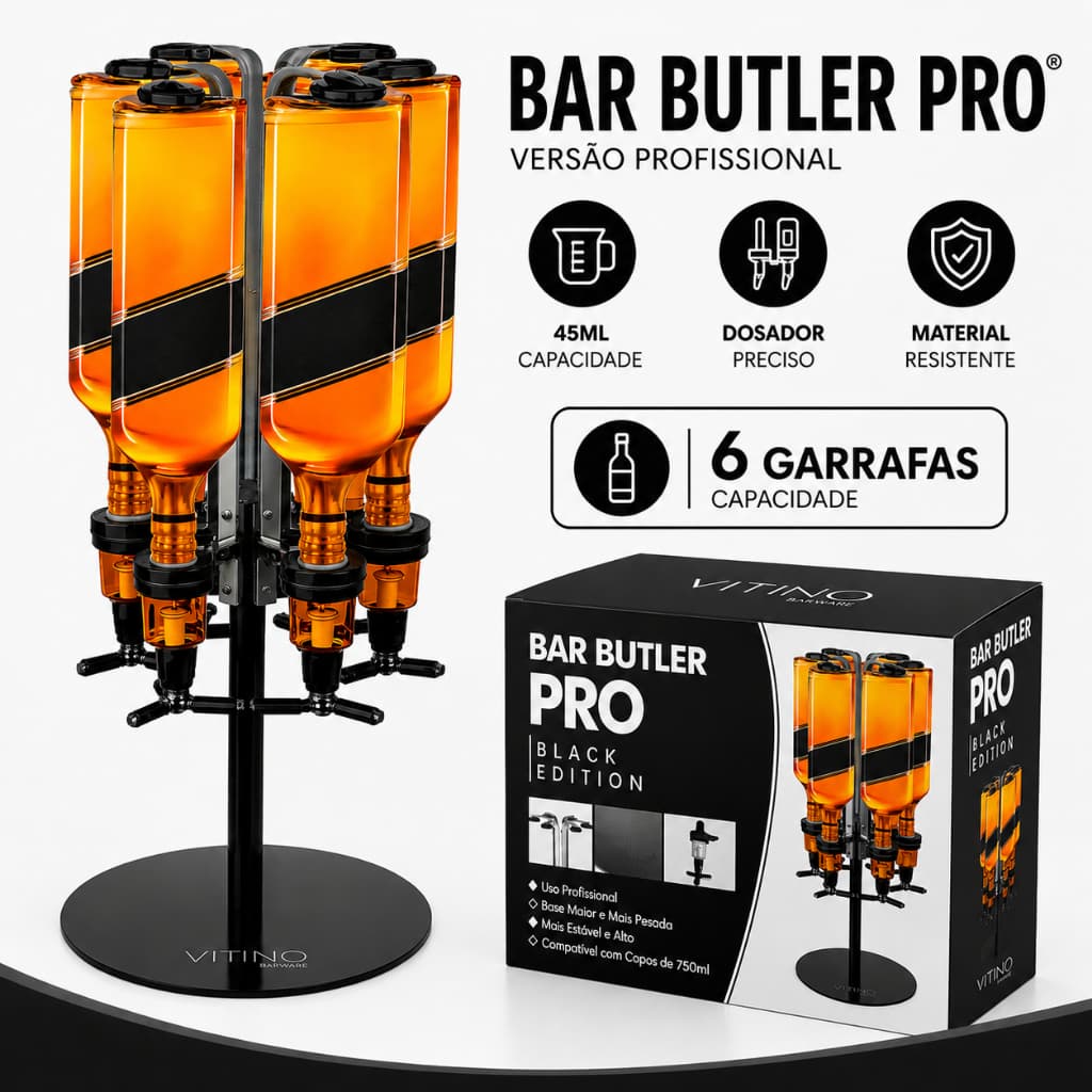 Dispenser de Bebidas Bar Butler Pro Black Edition 45ml Lançamento
