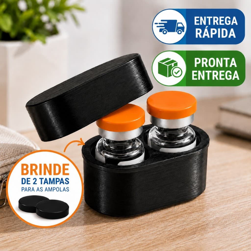 Porta Ampola 3ml DUPLO Organizador Geladeira Transporte Compacto para 2 Unidades Tirzepadida TG