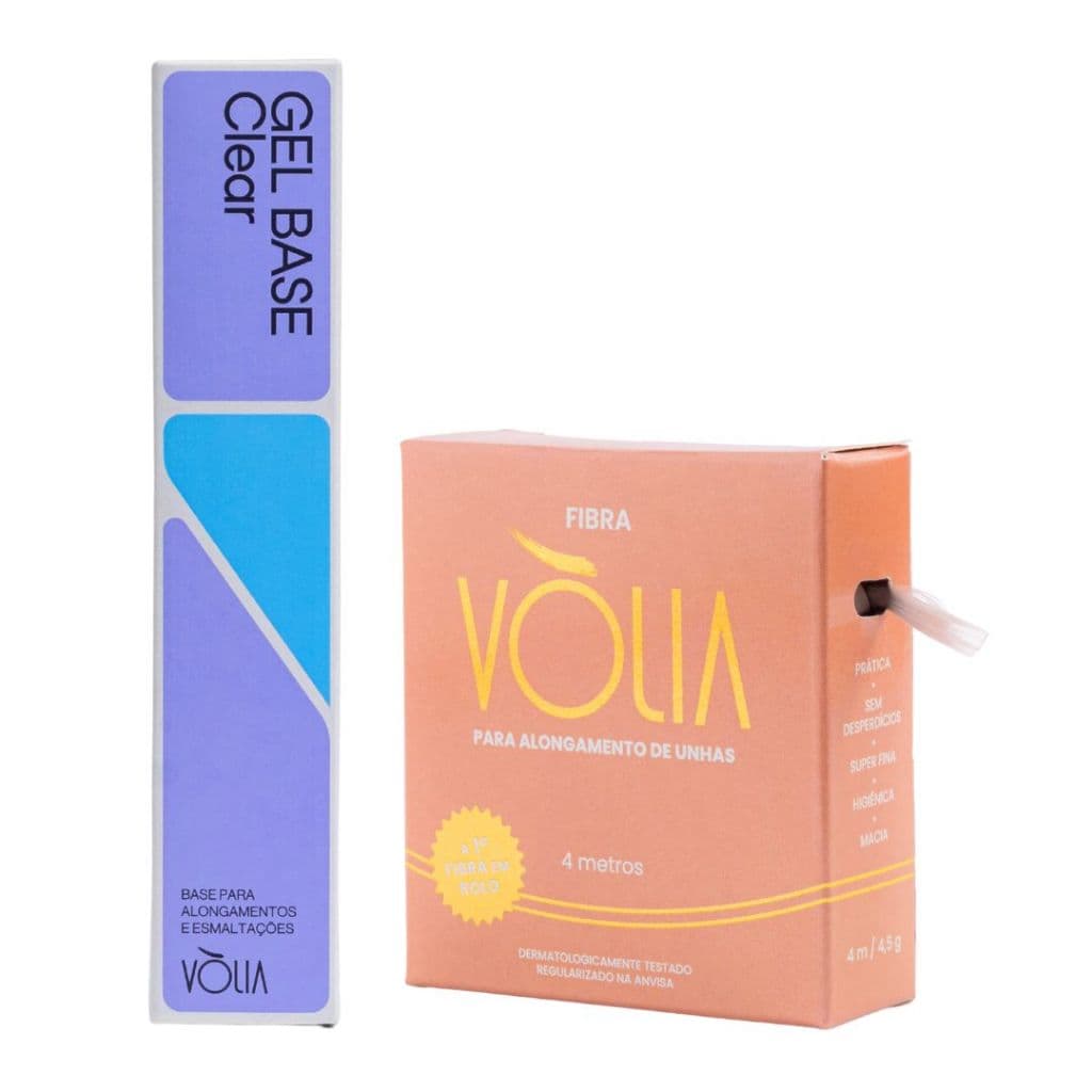 Kit Fibra Vólia 4 metros Rolo Com Gel base Clear Unhas Gel