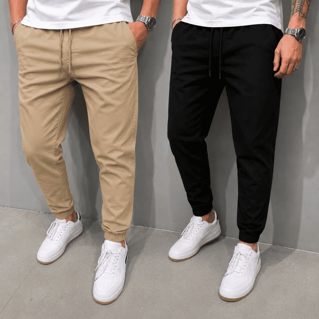 Kit 2 Calças Jogger Masculinas Streetwear Sarja Jeans 4 Bolsos com Punho Elástico Conforto e Estilo Casual Premium