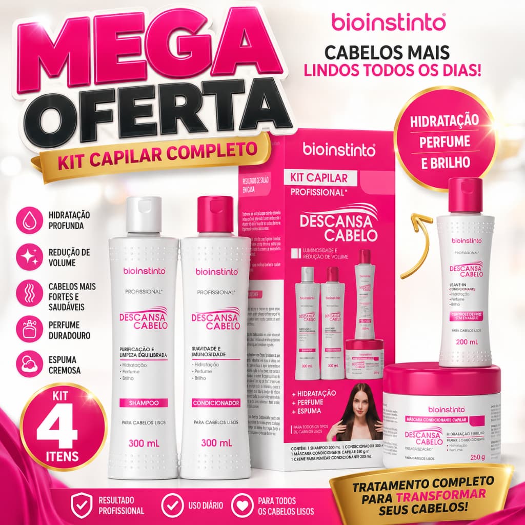 Kit Capilar Descansa Cabelo Bio Instinto Desmaia Cabelo Profissional