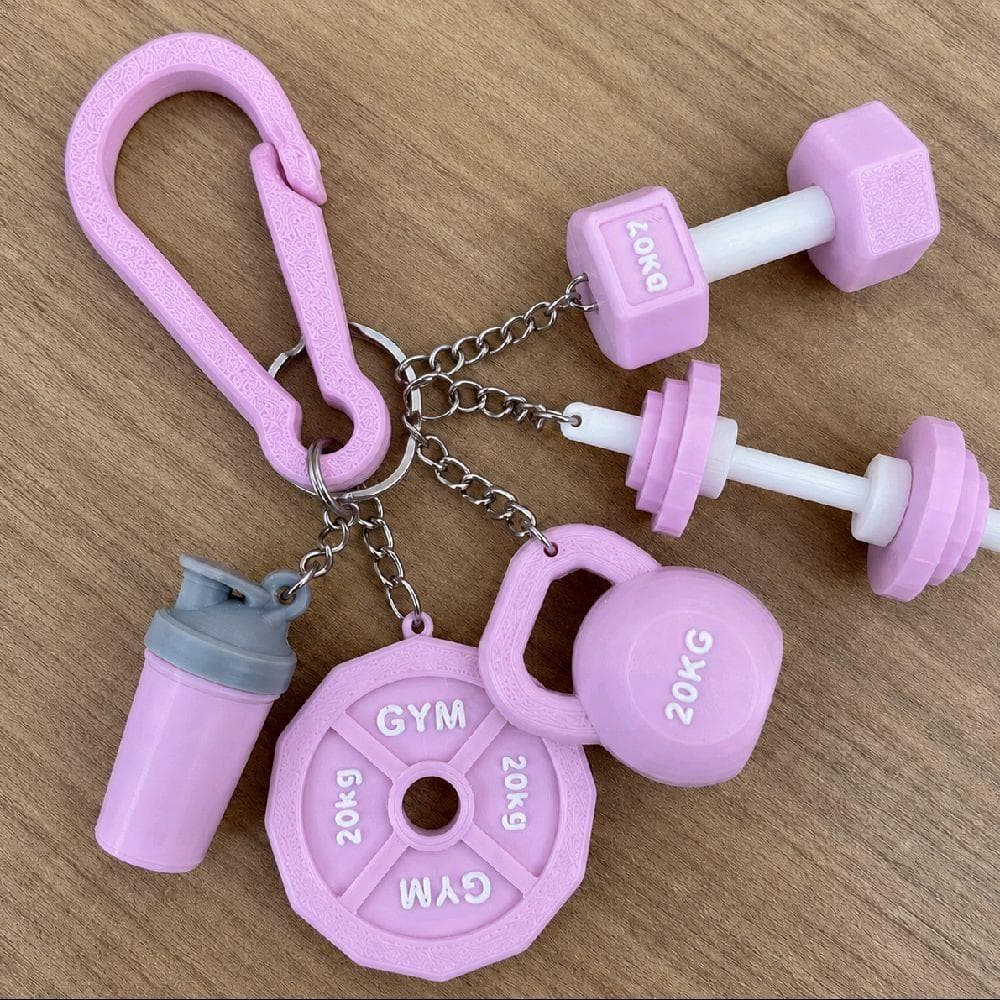 Chaveiro Academia Fitness 3D- Kit Anilha, Coqueteleira e Halteres / Presente para Gym Lovers