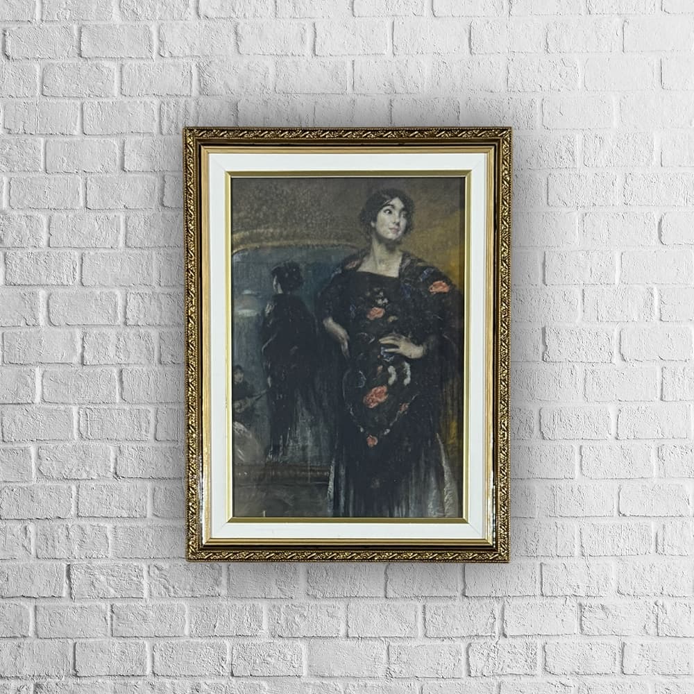 Quadro decorativo | arte clássica | moldura com vidro | O Xale Espanhol