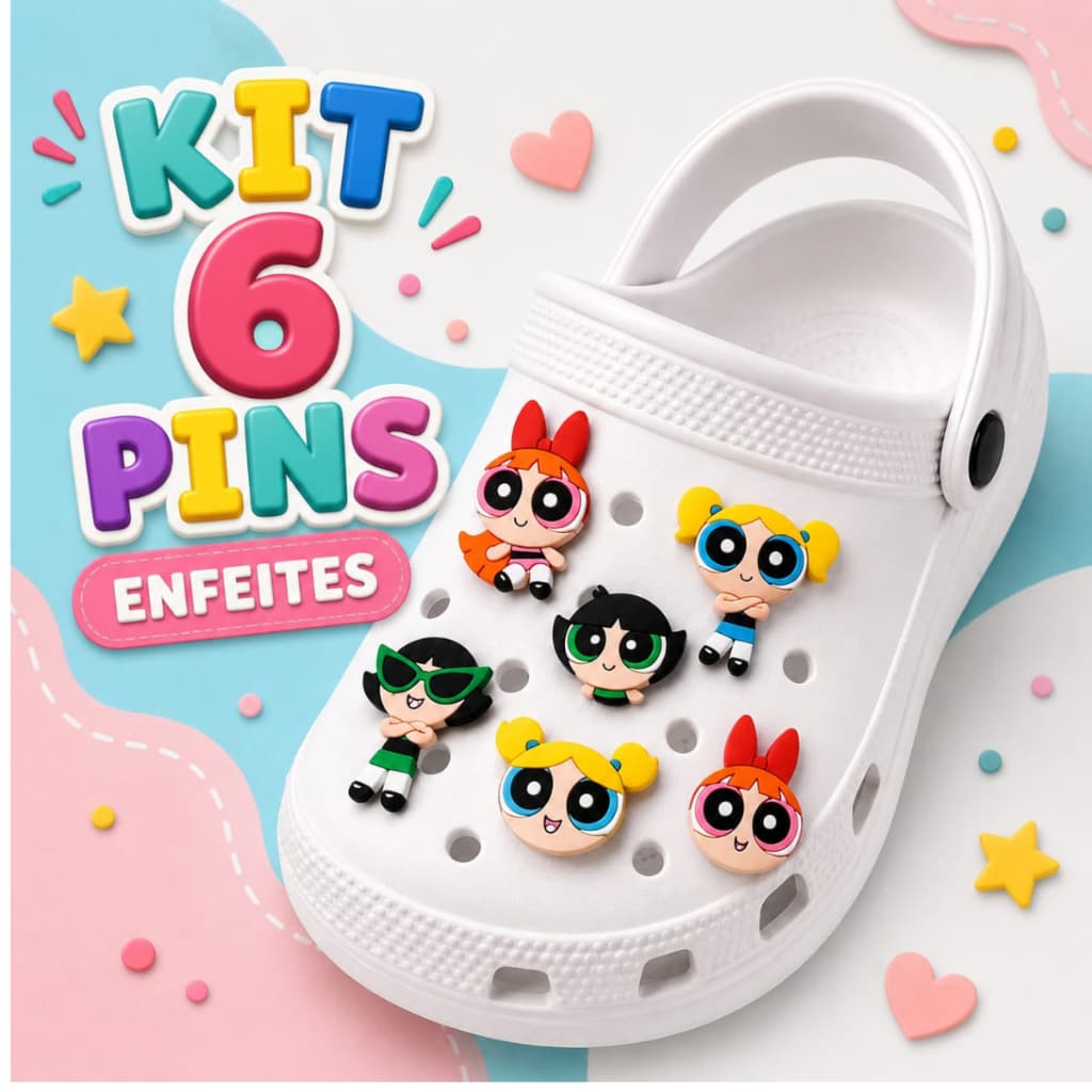 Kit 6 Botons Bottons Pins Babuche Personalizar Meninas Super Poderosa Colorido Infantil Adulto