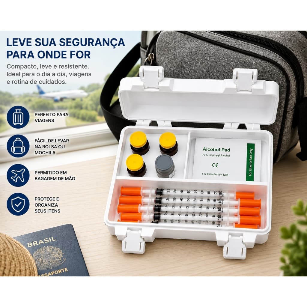Porta Ampolas 3ml Estojo Organizador para Insulina Peptídeos Seringas Frascos Medicamentos Case Premium