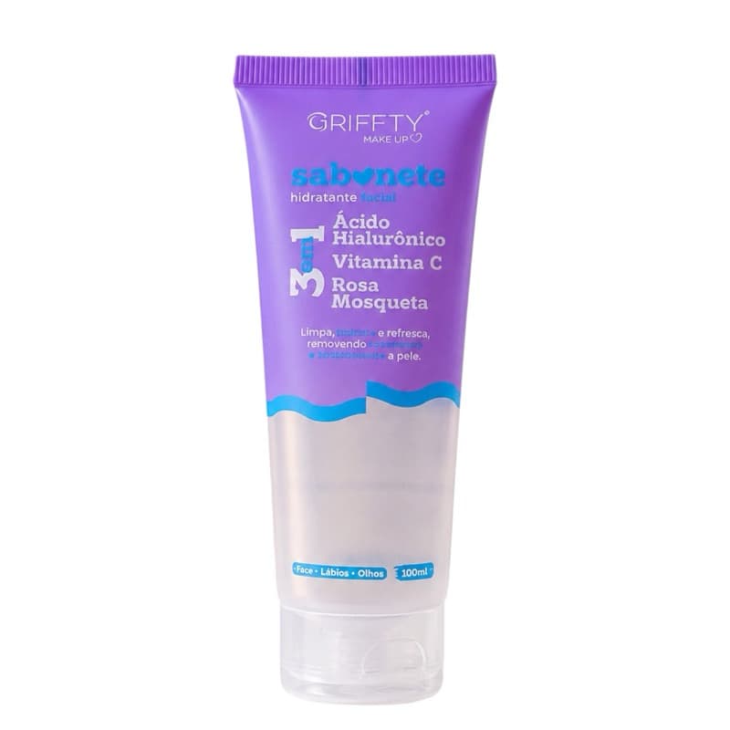 Sabonete Facial Hidratante Ácido Hialurônico Vitamina C Rosa Mosqueta Griffty 100ml Limpeza Profunda