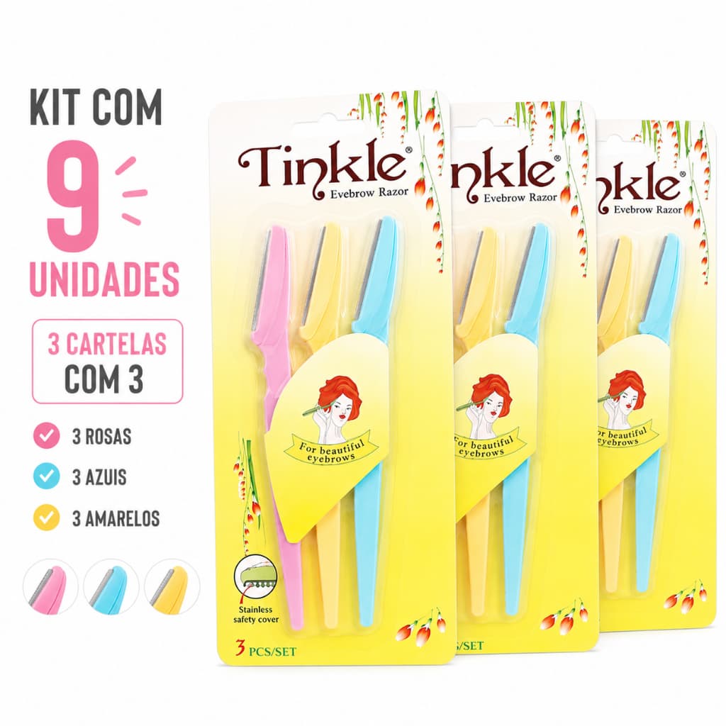 Kit Aparador de Sobrancelha Navalha 3 6 9 Unidades Lâmina Inox Removedor de Pelos Facial