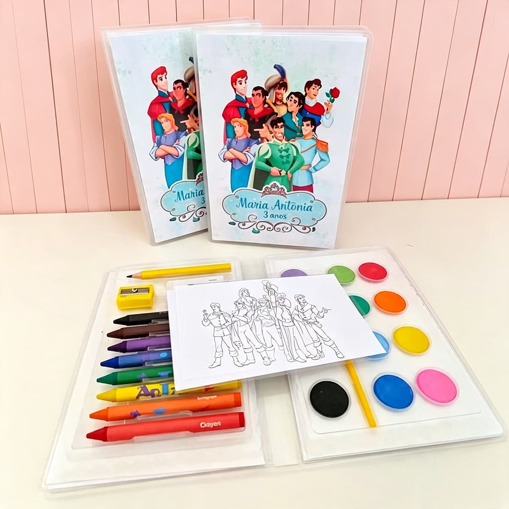 11 Estojos de Pintura Personalizados - com guache e lápis de cor