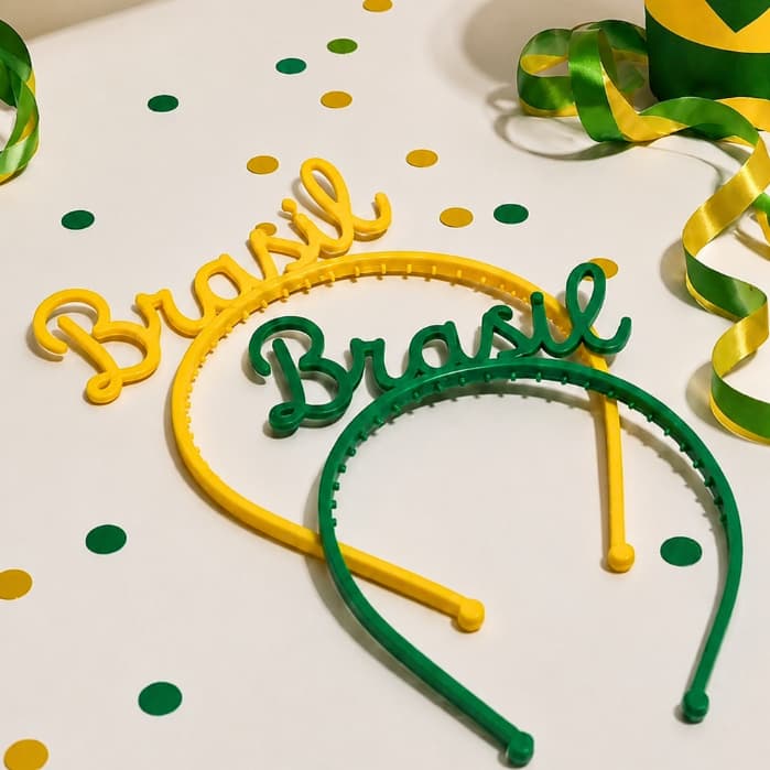 Arquinho Temático Brasil Tiara Torcedora Verde e Amarelo Futebol Adulto Infantil