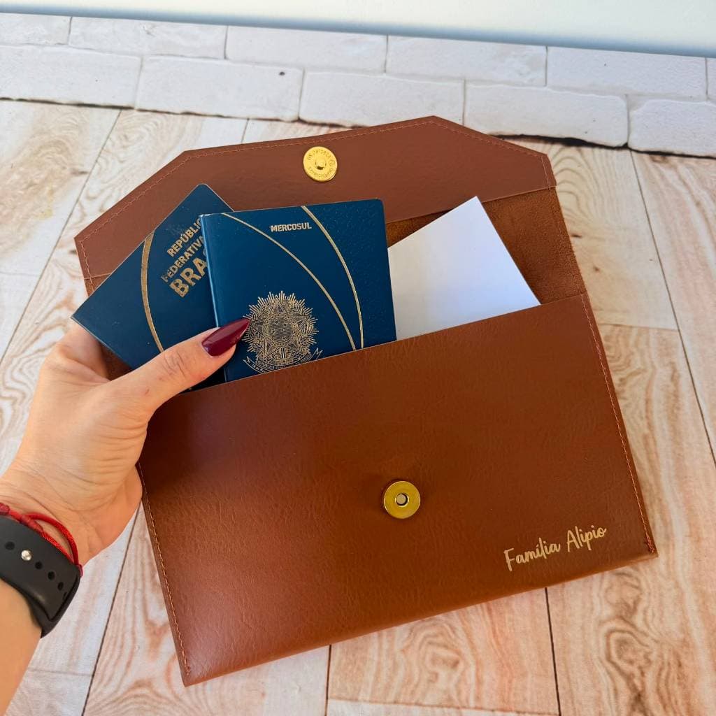 Pasta Porta Passaporte e documentos de viagem Personalizado
