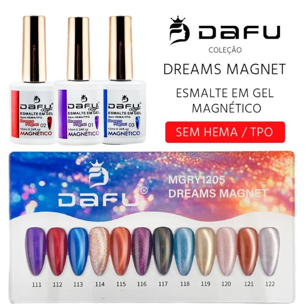 Kit 12 Esmaltes Em Gel Magnético DAFU Cat Eye Profissional