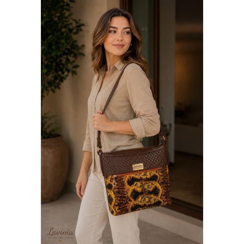 Bolsa Feminina Transversal Tiracolo Estampa Animal Print Lavínia Artesanal