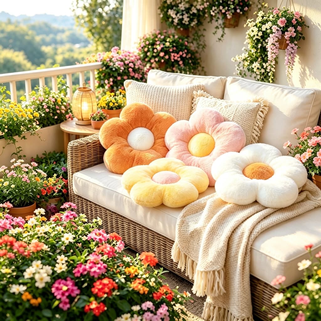 Almofada Flor De Pelúcia Margarida Festas Decoração Sala Sala Sofá 50x50cm/35x35cm