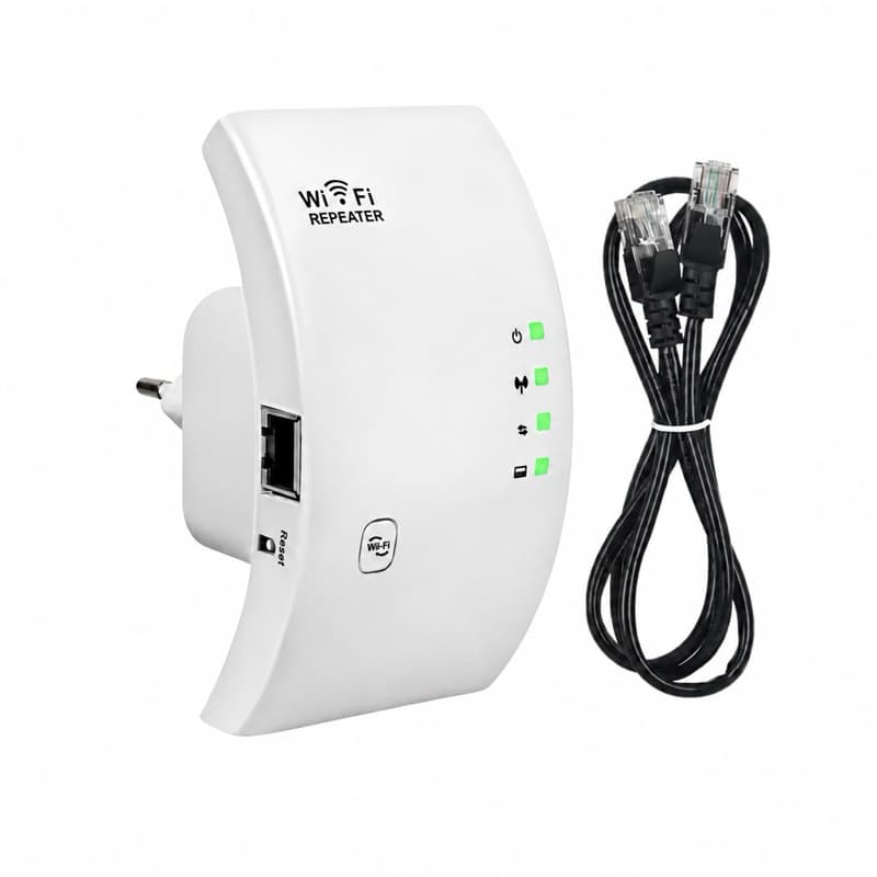Repetidor De Sinal Wifi 300Mbps Amplificador Sem Fio Bivolt Com Cabo De Rede Potente 2.4GHz Configuração Rápida WPS