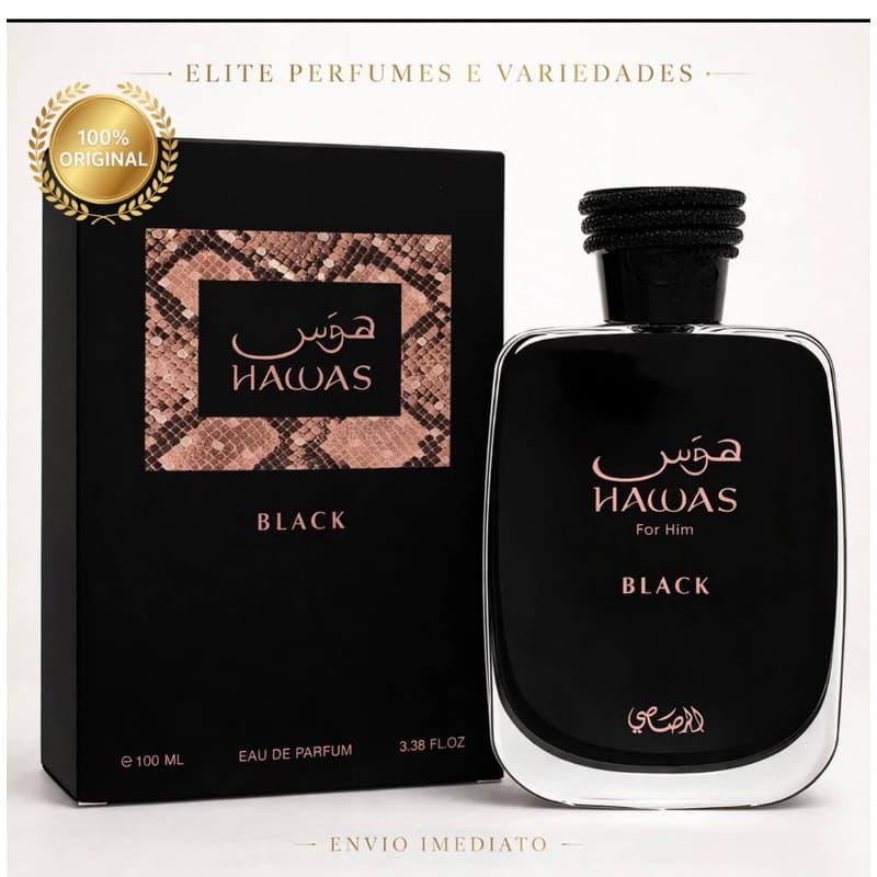 Perfume Árabe Rasasi Hawas Black Eau De Parfum Masculino 100 ml Original