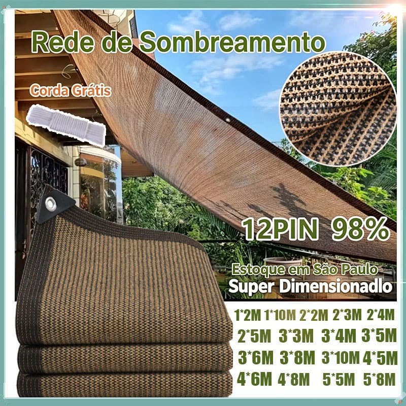 Cobertura Sombrite castanho /Amarelo castanho Tela Sombreamento 98% para Garagem Instalação Rápida Vários tamanhos