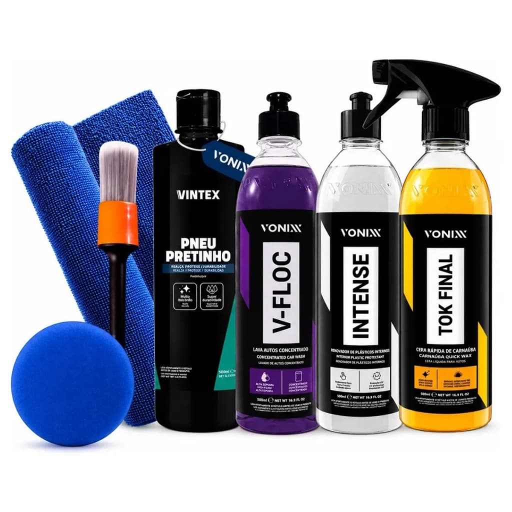Kit Lavagem Automotiva Vonixx V-floc Cera Intense Pretinho