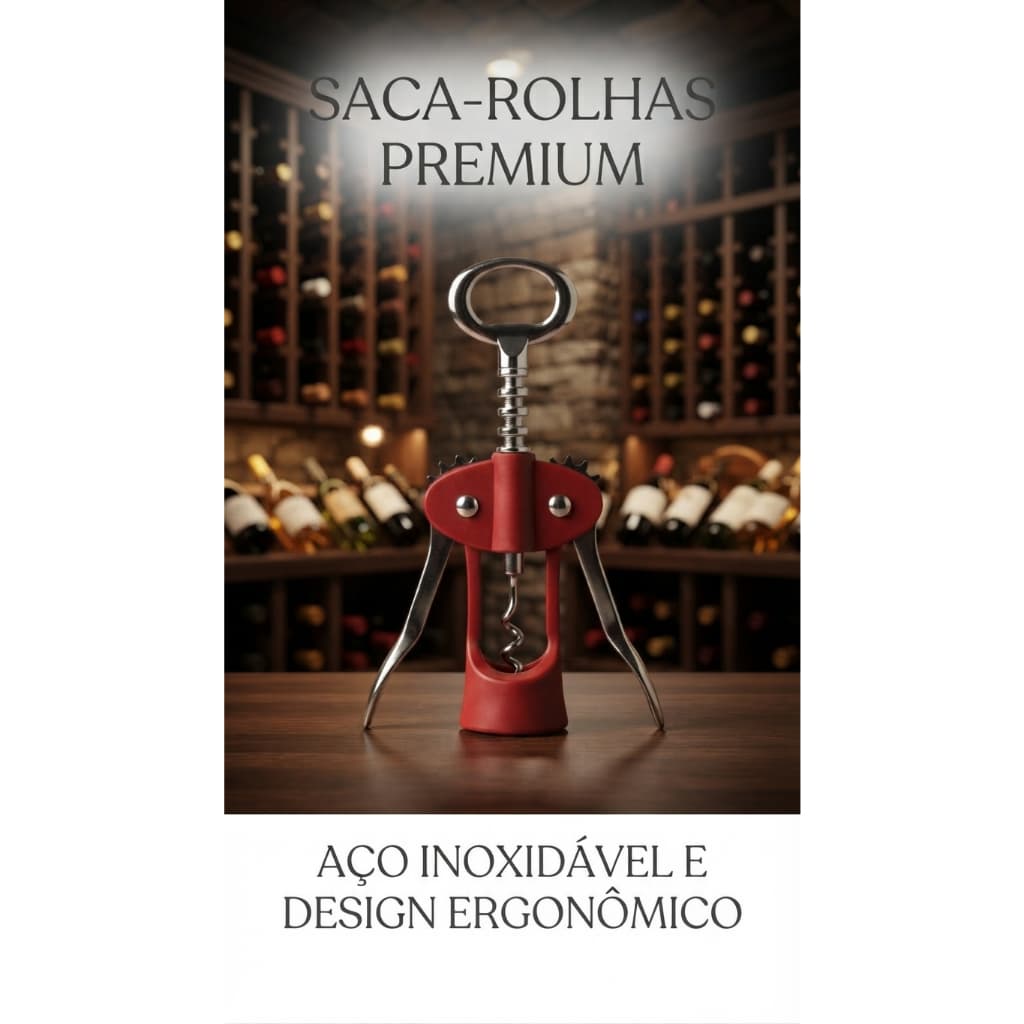 Saca Rolhas Abridor de Vinho Profissional Inox Com Abas Borboleta Resistente Cozinha Bar