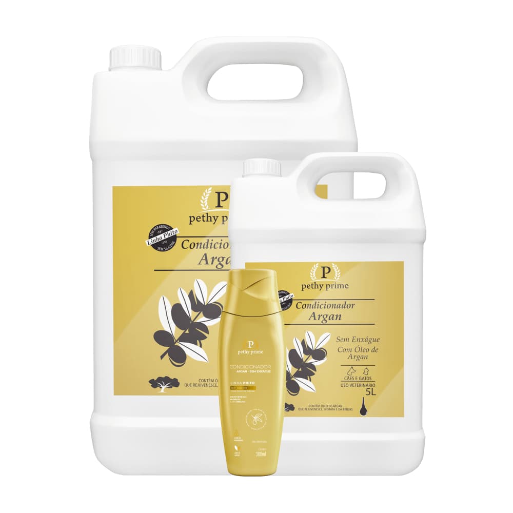 Condicionador Sem Enxágue Argan Pethy Prime 5 Litros | Hidratação Intensa, Brilho e Recuperação para Cães e Gatos