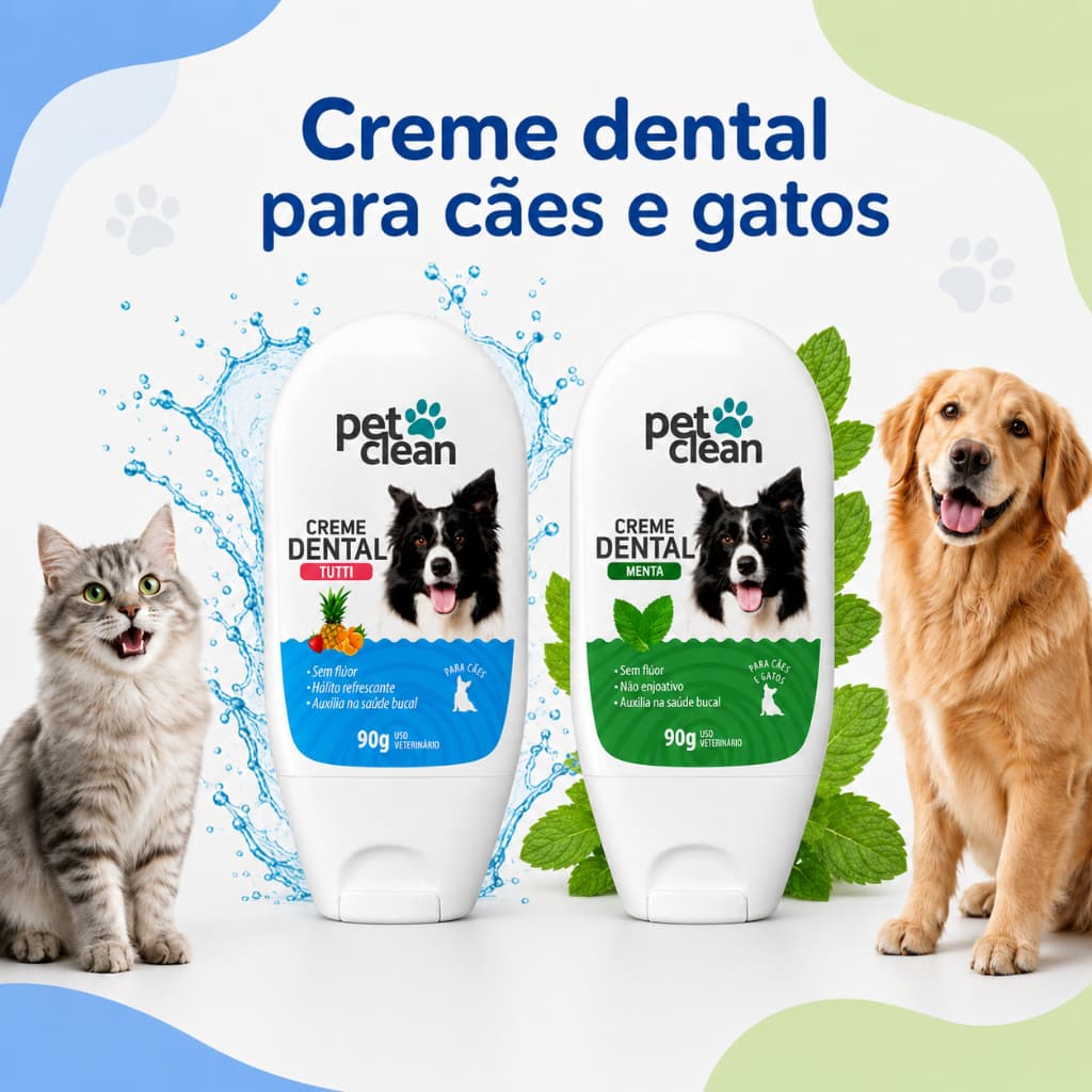 Pasta de Dente Para Cães Gatos Creme Dental 90g Pet Clean