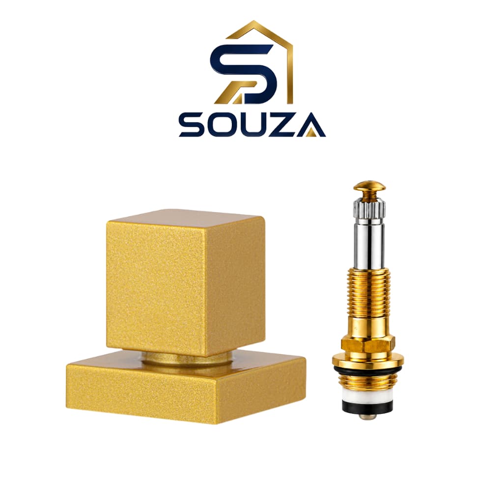 Kit Acabamento Registro Quadrado Dourado 100% Metal + Reparo 1416 Padrão Deca 1/2 3/4 Kit Completo