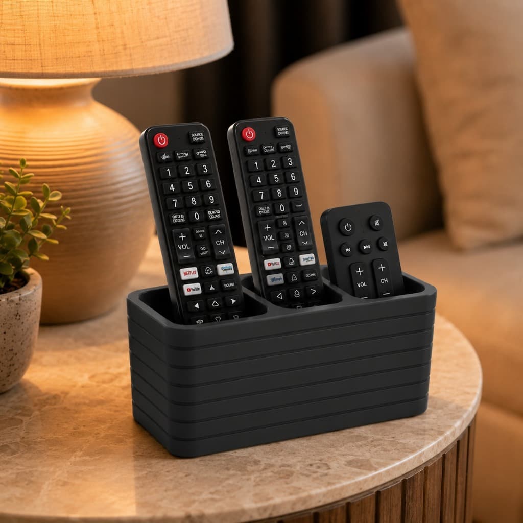 Porta Controle Remoto de Mesa Organizador 3 Divisórias Suporte Controle TV Sala Sofá e Rack