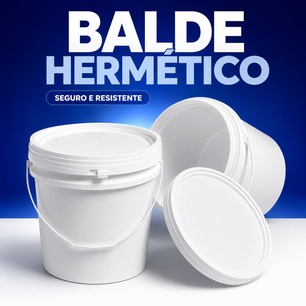 Kit 10 Balde Plástico Atóxico Alimentício 3,6L Tampa Hermética Produção graos liquidos rações