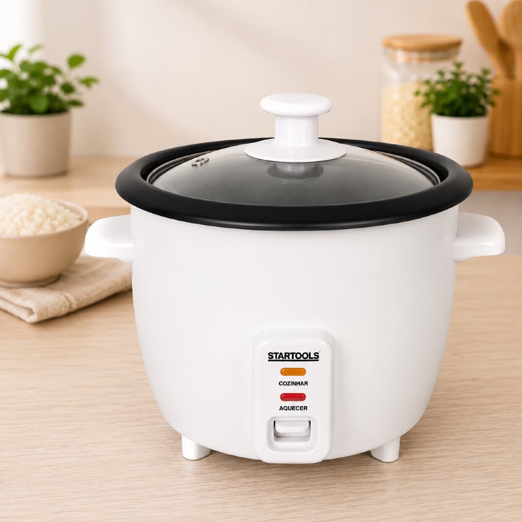 Panela Elétrica De Arroz 1,3 Litros Branca Compacta E Fácil De Usar 127V ou 220V
