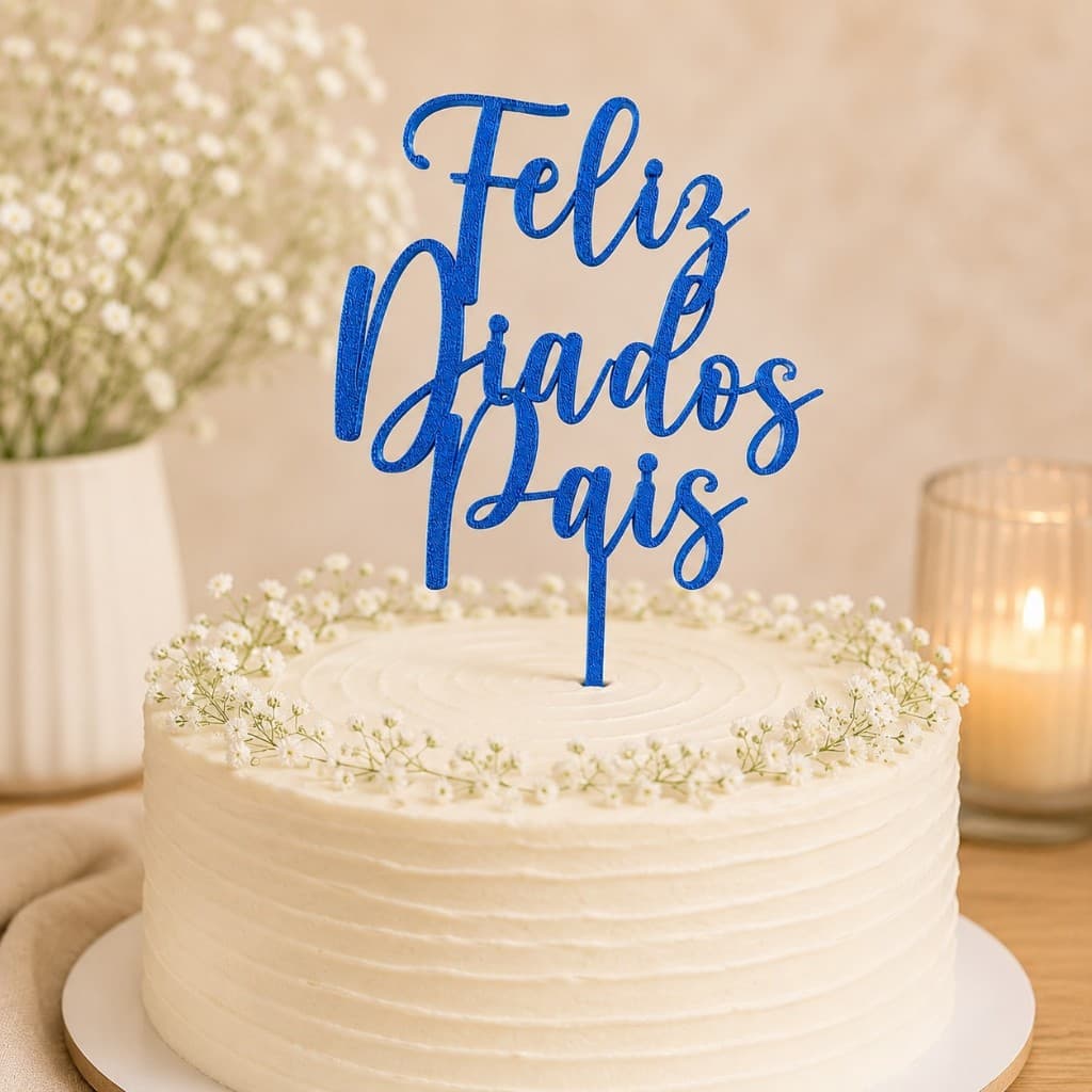 Topo de Bolo personalizado Feliz Dia dos Pais Topper para Enfeite dia dos Pais Presente personalizado